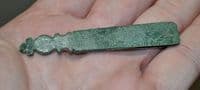 A very large and pleasant Medieval bronze strap end, Norfolk SOLD