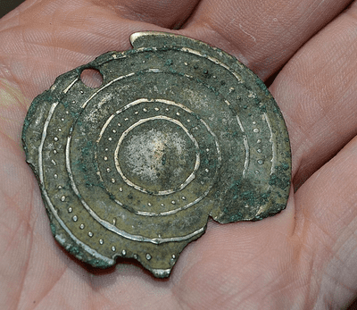 A very large and unusual Anglo Saxon decorative bronze pendant. SOLD