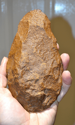 A very large, heavy and super quality Early Paleolithic Mid-Acheulian Handaxe from the Gorgol Region, Senegal River, Mauritania, Africa. SOLD