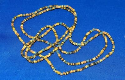 A very long (circa 48 inch) restrung necklace of Ancient Egyptian multicoloured Faience beads. SOLD