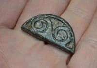 A very nice and ornate Celtic Semi-Circular chip carved bronze Applique / Inlay, Cambs.  SOLD
