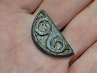A very nice and ornate Celtic Semi-Circular chip carved bronze Applique / Inlay, Cambs.  SOLD
