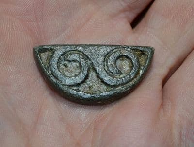 A very nice and ornate Celtic Semi-Circular chip carved bronze Applique / Inlay, Cambs.  SOLD