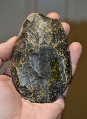 A very nice English Paleolithic Cordate flint hand axe, old collection piece. (P2) SOLD
