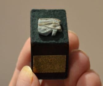 A very nicely mounted Ancient Egyptian Bi-chrome glazed 