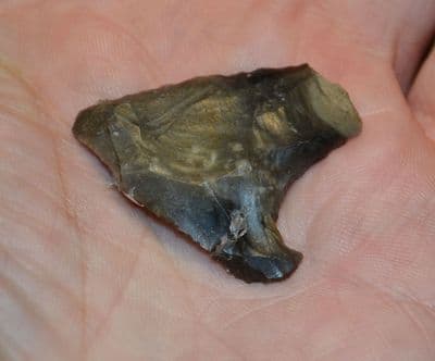 A very nicely worked Neolithic flint notched scraper / arrow straightener, Norfolk (M9) SOLD