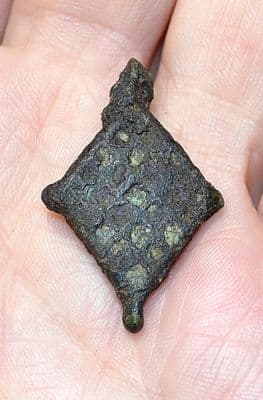 An affordable Roman Diamond shaped bronze seal box lid,  Yorkshire. SOLD
