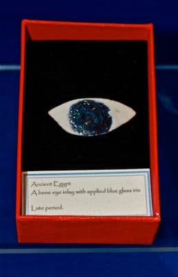An Ancient Egyptian bone Eye inlay from a Sarcophagus with applied glass pupil. SOLD