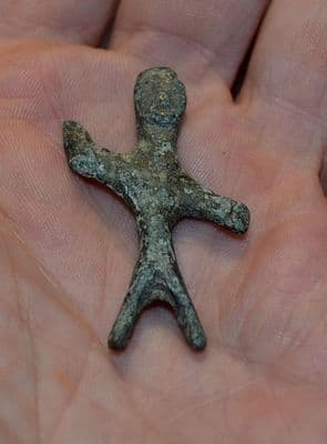 An appealing stylised Celtic bronze Warrior votive figurine from Germany. SOLD