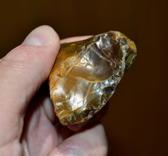 An attractive Lower Palaeolithic  flint scraper, River Stour, Harkstead. SOLD