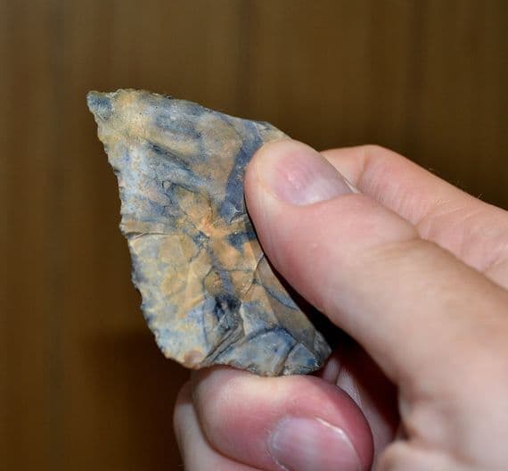 An attractive Mid-Paleolithic flint flake denticulated hand saw, River Orwell, Ipswich. SOLD