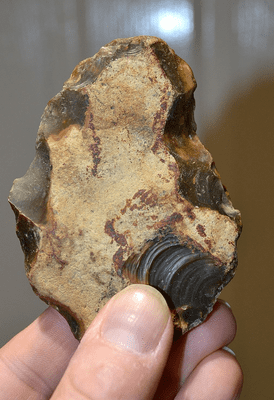 An attractively aged and patinated Mesolithic flint hand axe from Bedfordshire. SOLD