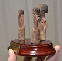 An attractively mounted group of 3 x Ancient Egyptian wooden funerary boatmen, Thebes. SOLD