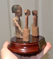 An attractively mounted group of 3 x Ancient Egyptian wooden funerary boatmen, Thebes. SOLD