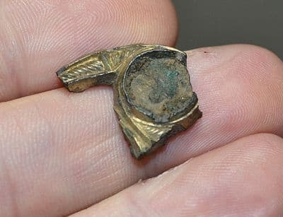 An early Anglo Saxon gilded and chip carved bezel fragment from a large ornate brooch, Kent SOLD