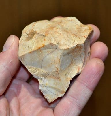 An early Lower Paleolithic flint small hand axe, Warren Hill, Suffolk.