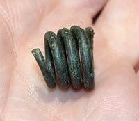 An excellent Celtic bronze spiral hair ring, Germany. SOLD