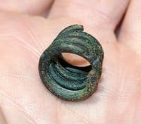An excellent Celtic bronze spiral hair ring, Germany. SOLD