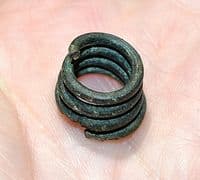 An excellent Celtic bronze spiral hair ring, Germany. SOLD