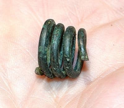 An excellent Celtic bronze spiral hair ring, Germany. SOLD