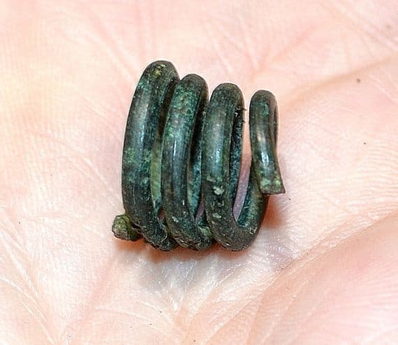 An excellent Celtic bronze spiral hair ring, Germany. SOLD