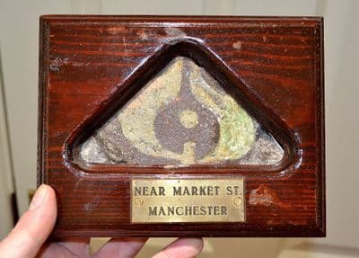 An excellent colour glazed Early Medieval decorative floor tile in vintage frame, Manchester,  SOLD