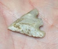 An excellent Early Bronze age Barbed & Tanged flint arrowhead from Rudston, East Yorkshire SOLD