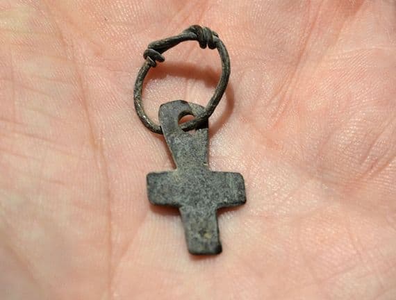 An excellent Early Byzantine Bronze Crucifix [Cross] on original bronze suspension loop. SOLD