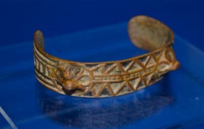 An excellent Early Byzantine bronze decorative inlaid bracelet. SOLD