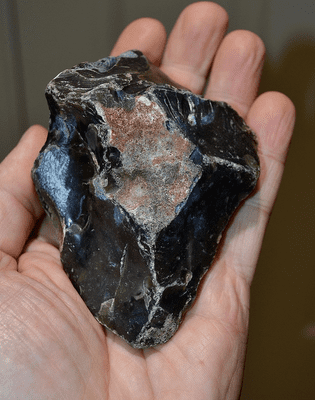 An excellent Lower Palaeolithic Clactonian flint hand axe, North Sea off Clacton, Essex. SOLD
