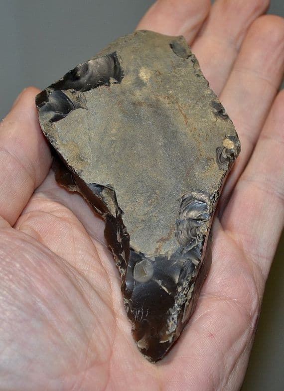 An excellent Lower Paleolithic pointed flint hand axe, Foxhall Road Pit, Ipswich, Suffolk. SOLD
