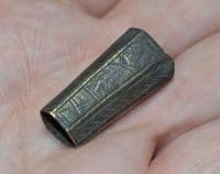 An excellent Medieval bronze dagger Chape featuring engraved figures, River Thames, London. SOLD