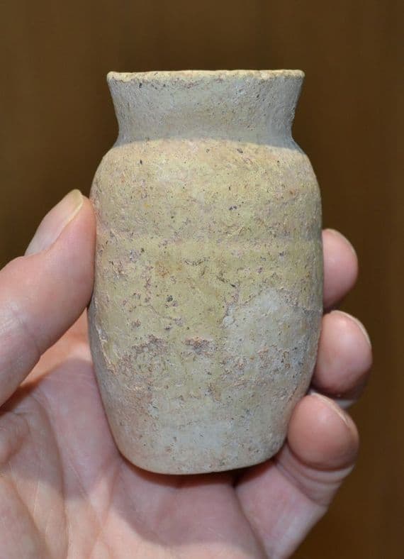 An excellent Roman buff-ware terracotta cosmetic or unguent jar , North Africa. SOLD