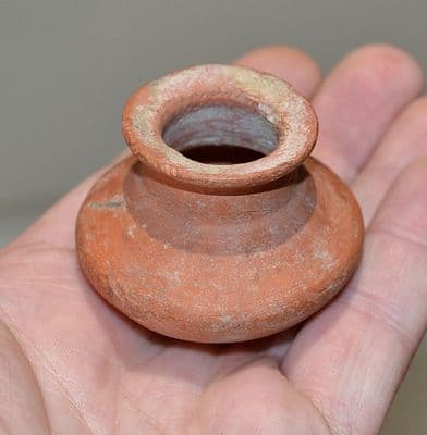 An excellent Roman redware terracotta votive wide bodied vase , Tunisia, North Africa. SOLD