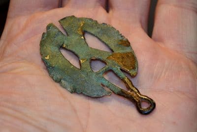 An extremely rare and excellent Late Bronze Age, ornate openwork bi-furcated razor from Lakenheath, Suffolk. SOLD