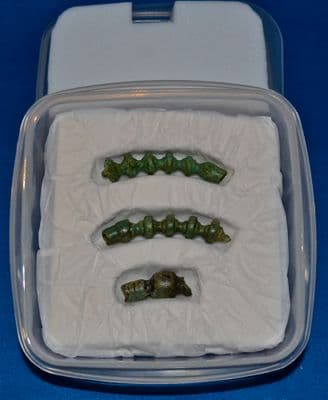 An interesting group of 3 professionally conserved Celtic bronze neck Torc fragments from Wiltshire. SOLD