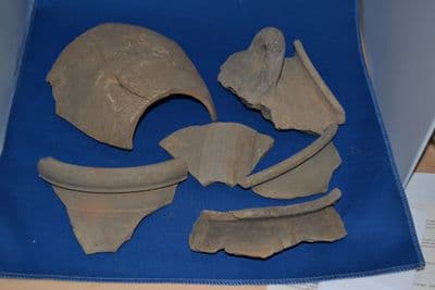 An interesting group of 6 large fragments from sizeable Roman terracotta pots and urns, found in Suffolk. SOLD