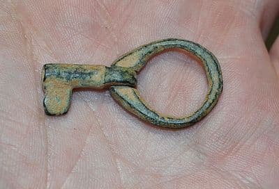 An unusual Medieval bronze folding casket key from Yorkshire. SOLD
