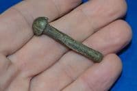 Celtic bronze cotter pin, likely from a Chariot with chip carved decoration to head, British