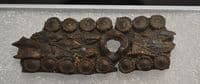 Rare segments of an ornate Medieval leather belt with bronze decorations, River Thames (K9) SOLD