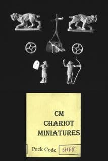 Chariot Miniatures 15mm Fantasy SHE8 Egyptian Sabre-Tooth Battle Chariot & Crew