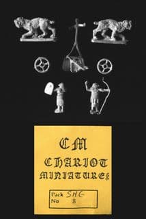 Chariot Miniatures 15mm Fantasy SHE8 Egyptian Sabre-Tooth Battle Chariot + Crew