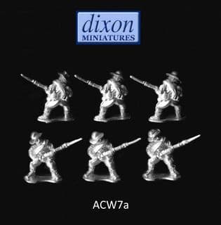 Dixons 25mm/28mm ACW: ACW007a Infantry Defending (Hat) x 6