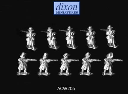 Dixons 25mm/28mm ACW: ACW020a Infantry in Greatcoat Standing Firing (Hat) x 10