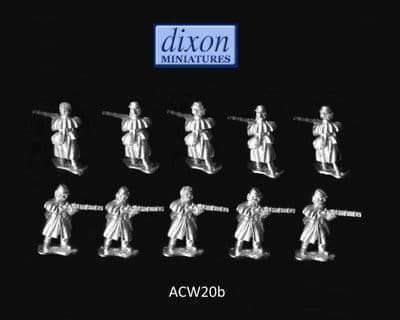 Dixons 25mm/28mm ACW: ACW020b Infantry in Greatcoat Standing Firing (Kepi) x 10