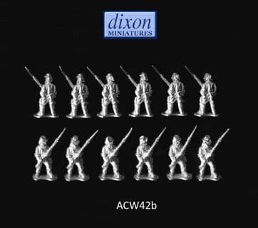 Dixons 25mm/28mm ACW: ACW042b Infantry, Shirtsleeves Standing Sentinel (Kepi) x 12