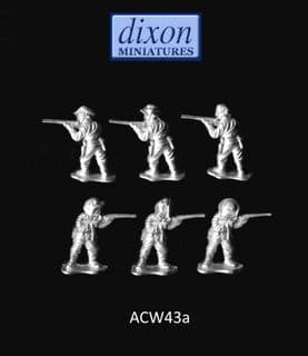Dixons 25mm/28mm ACW: ACW043a Dismounted Cavalry Firing Shotgun (Hat) x 6
