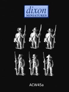 Dixons 25mm/28mm ACW: ACW045a Infantry Standing at Ease (Hat) x 6