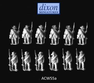 Dixons 25mm/28mm ACW: ACW055a Infantry Standing at Ease (Hat) x 12