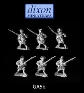 Dixons 25mm/28mm Grand Alliance GA05b Musketeers with Matchlock & Bayonet Fixed (x 6)